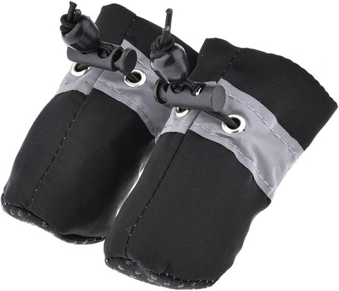 GabeFish Adjustable Drawstring Anti Slip Dog Socks Shoes, Boot Paw Protectors for Small Medium Pets Cats, Black Small