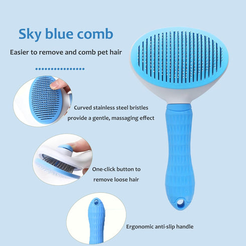 YQCBSU 4PCS Dog Grooming Kit, Self-Cleaning Slicker Brush for Shedding & Dematting, Pet Grooming Tools for Dogs & Cats