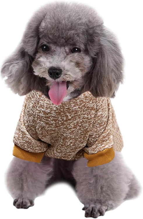 Jecikelon Dog Sweater, Soft Winter Clothing for Small Dogs XXS XS & Cat Apparel (Khaki, S)