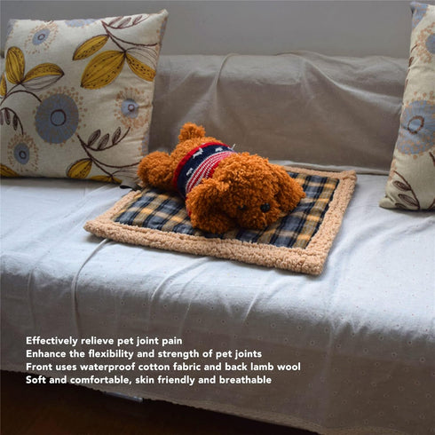 Self Warming Cat Bed - Washable Double Sided Lamb Wool Plaid Mat for Large, Medium, Small Dogs and Cats, Travel or Home