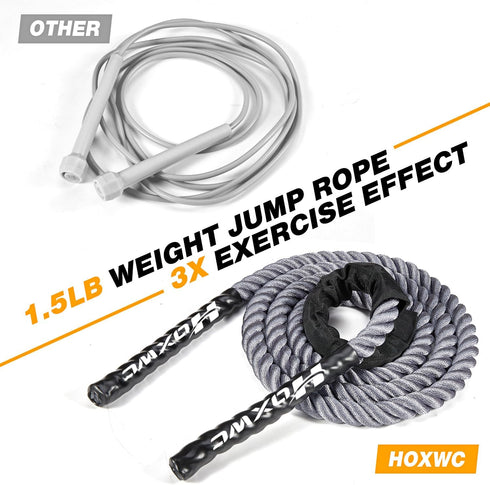 Weighted Jump Rope for Adults - Exercise Jumprope with Comfortable Grip & Carry Bag for Total Body Fitness