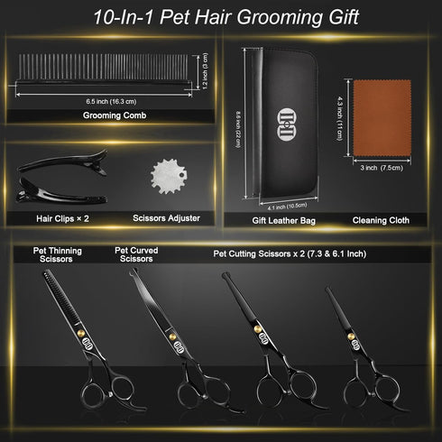 7 Inch Set Trimming CIICII Dog Grooming Scissors Kit, Professional Pet Grooming Scissors with Safety Round Tip