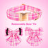 Elegant Pink Plaid Dog Collar with Bow Tie - Stylish Durable Adjustable Cotton Pet Collar for Small Medium Large Girls,