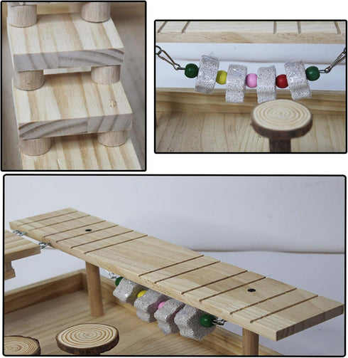 Set Hamiledyi Dwarf Hamster Activity Playground Natural Wood Gerbil Climbing Platform Mice Living Gym System Syrian