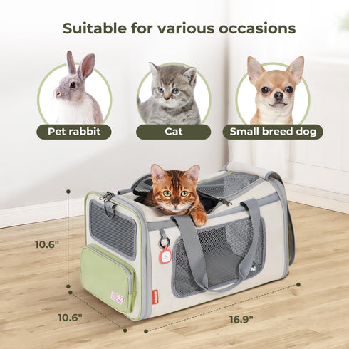 Pawaii Airline Approved Cat Carrier, Cat, Dog Carrier with ID Tag, Collapsible Pet Travel Carrier, Foldable, Protable