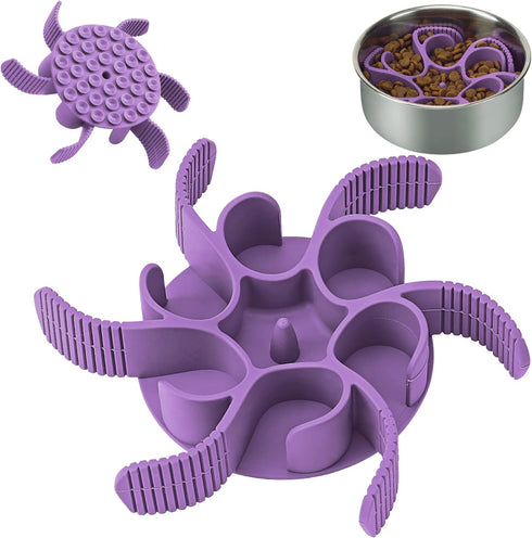 Dog Slow Feeder Bowls, Silicone Spiral Insert to Slow Down Eating for Large Medium Small Breed Dogs