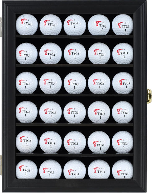 30 DisplayGifts Golf Ball Display Case for Golf Balls, Display Cabinet Great Golfer Memorabilia Gift for Golf