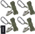 Hikeman 4 Pack Camping Rope with Locking Carabiner Clip, 4mm Reflective Guy Lines with Triangular Adjuster, Nylon Cord