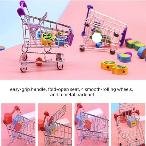 Chinchilla MANON ROSA Rabbit Toy Bunny Mini Shopping Cart Small Animal Supermarket Handcart Hedgehogs Parrot Bird Cats