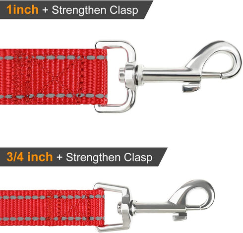Joytale Double-Sided Reflective Dog Leash, 6 FT/5 FT/4 FT, Heavy Duty Padded Handle Nylon Leashes for Large Dogs, Red