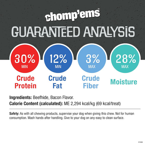 Chomp'ems 12 oz Purehide Sticks Healthy Natural Rawhide Dog Chew