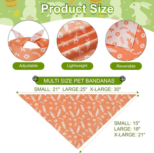 Agroon 2PCS, 4 Easter Dog Bandanas Large Pattern Colorful Scarf for Boy and Girl, Triangle Reversible Bibs Breed