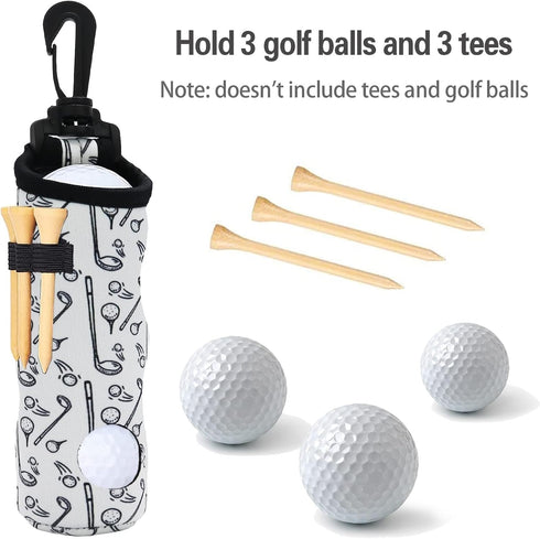 Golf Ball Holder and Tee Holder Carry Bag Pouch with Light Weight Hook Keychain Belt Clip Portable Accessories 2 Pack