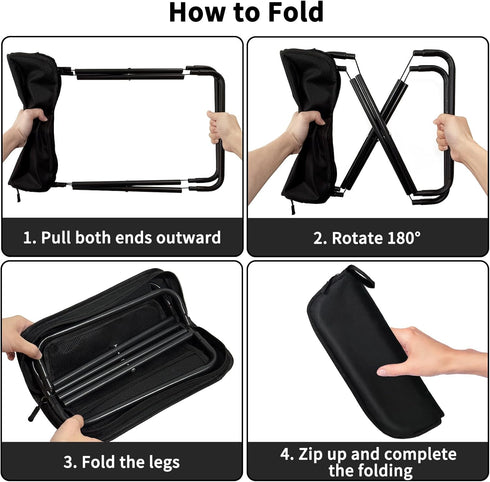13 Inch Portable Folding Stool Camping Stool for Adults with Side Pocket, Ultralight Small Foldable Pocket Chair
