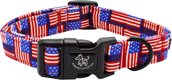 Elegant Little Tail Independence Day Dog Collar, Holiday Patriotic Durable Collar for Small Medium Large Dogs, Pet Gift