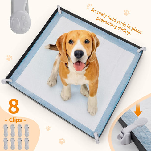 2 Pack 4 24" 24" LOOBANI Dog Pee Pad Holder - Silicone Puppy Pad Holder - High Edge Dog Potty Tray with Holder Clamps