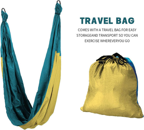 Premium Aerial Yoga Swing Hammock - Inversion Therapy with 2 Free Extension Straps for Home & Gym Fitness.