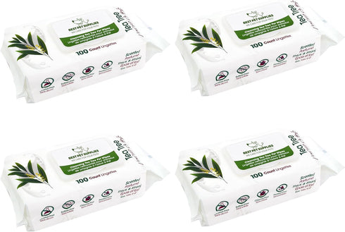 Best Pet Supplies 8" x 9" Pet Grooming Wipes for Dogs, 400 Pack, Plant-Based Deodorizer for Coats & Sensitive Skin