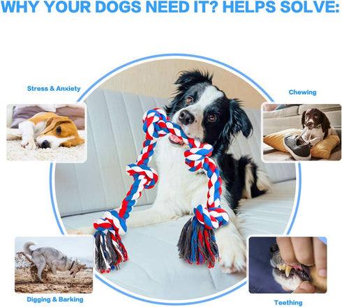 Bmag Dog Rope Toys for Aggressive Chewers, Interactive Heavy Duty Toys for Medium Large Dogs, Tough Twisted Rope with 5