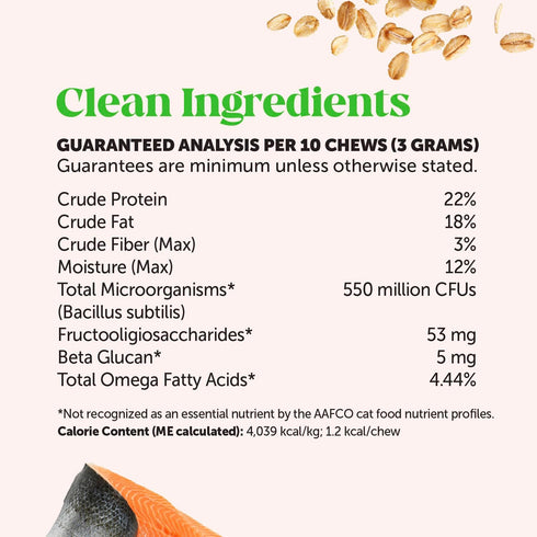 Immune Immunity, 30-Day Cat Probiotics Gut + Health Chews Crunchy & Creamy Cat Treats for Digestive Health, Gut Flora
