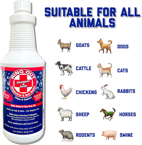 Ring Out Shampoo and Soap 32 oz - Pet and Show Livestock Shampoo with Tea Tree Oil for Healthy Hair