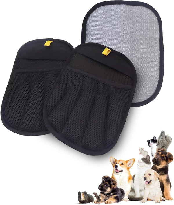 2 Pack Electrostatic Pet Hair Removal Gloves - Upgraded Reusable & Washable