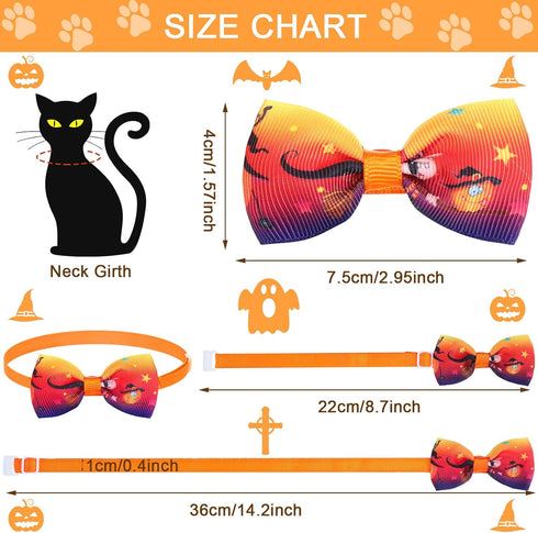 50 Pcs Halloween Dog Bow Ties Adjustable Cat Bow Ties Neckties Set Pumpkin Ghost Dog Bowties Pet Bow Ties Collar for Halloween Dogs Cat Decoration Supplies (Ghost)