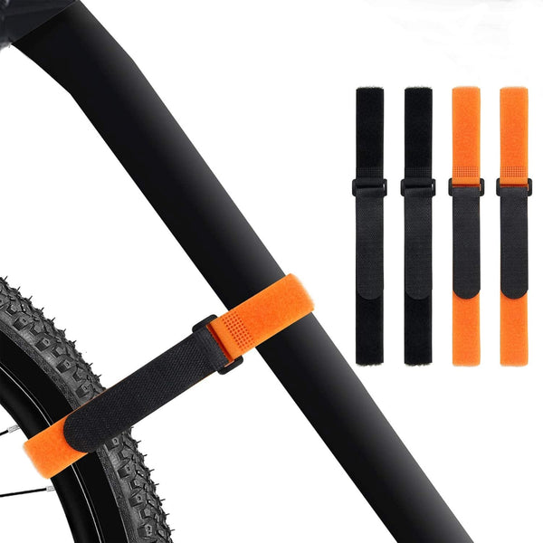 SANNIX Reusable Bike Wheel Stabilizer Straps, Adjustable Rack Strap with Durable Hook (Black and Orange)