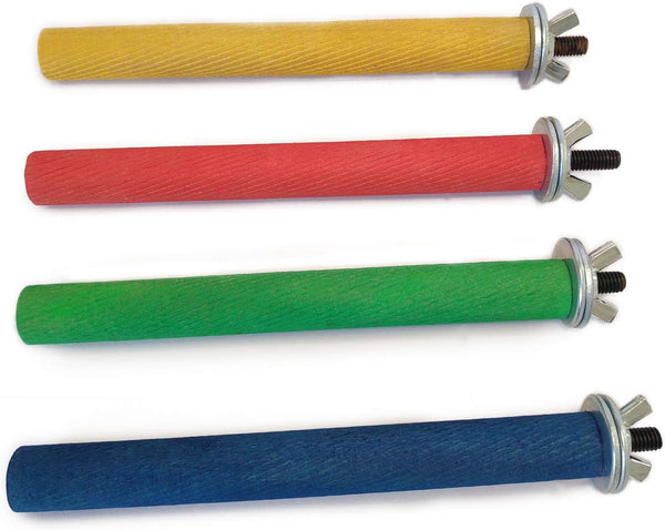 Bird Perchs 4-Piece Set, Natural Colorful Wood Perch Platform, Paw Grinding Stick, Bird Cage Accessories for Parakeets