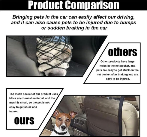 Car Dog Barrier Net, Auto Protection Fence Net Backseat Mesh Pet Barrier for Most Cars, Trucks, SUVs