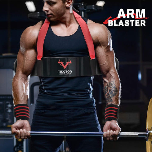 Tikaton Arm Blaster with Wrist Wraps for Biceps & Triceps, Adjustable Bicep Curl Support for Bodybuilding