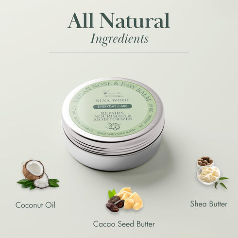 Vegan Paw Balm for Dogs, All-Natural Moisturizing Formula with Coconut Oil & Shea Butter