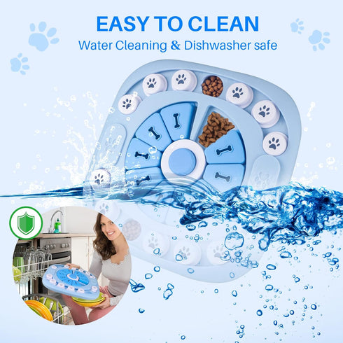 Puzzle Feeder Dog Toy for Large Medium Dogs, Mentally Stimulating Treat Dispensing Toy, Blue, 11.8X11.8X1.38inch