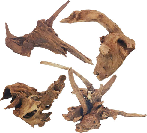 PINVNBY Natural Driftwood for Aquarium Fish Tank Decorations, Assorted Branches, 4 Pack