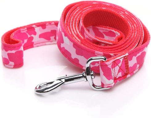 Heavy Duty Dog Leash, 4 FT/6 Feet Long, 1 Inch Wide, Nylon Camouflage for Small and Medium Dogs (5 FT, Red)