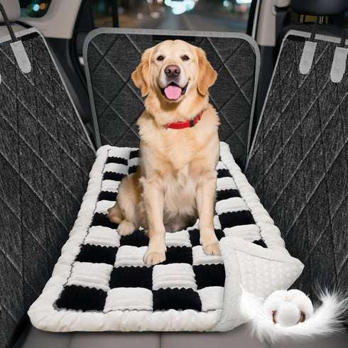 Thickened Dog Bed for Car Back Seat, Upgraded Bottom Non-Slip, Fits Hard