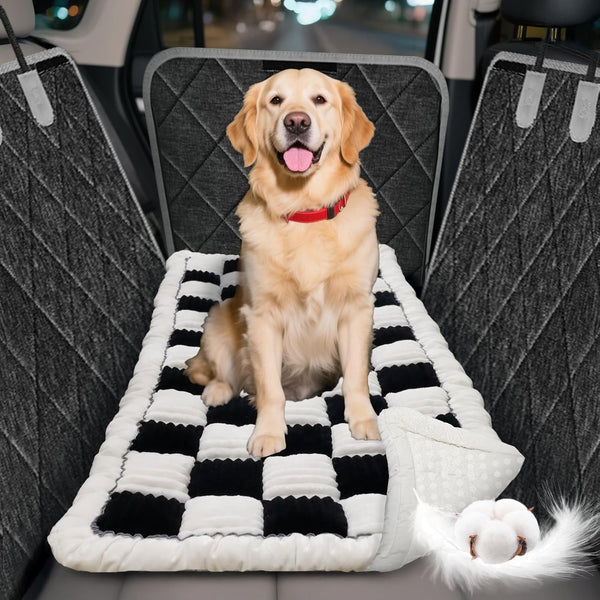 Thickened Dog Bed for Car Back Seat, Upgraded Bottom Non-Slip, Fits Hard