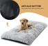 BFPETHOME Dog Beds for Large Dogs, Plush Crate Bed, Washable Mats with Anti-Slip Bottom, 36 x 27 inch, Grey