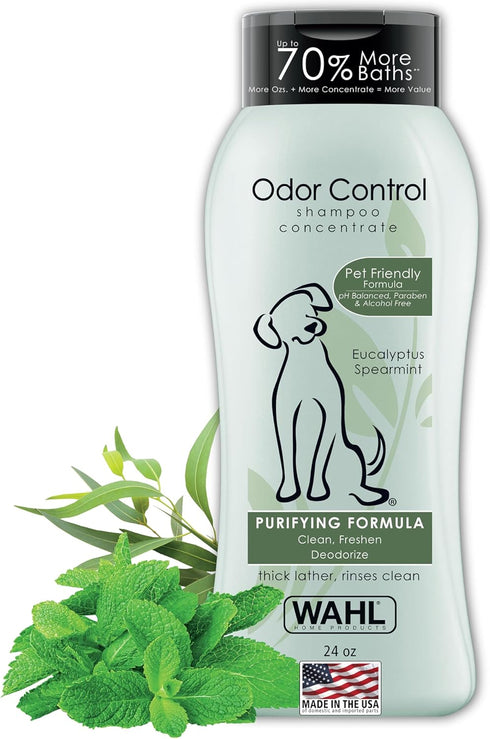 Wahl USA Odor Control Shampoo for Dogs & Pets - Eucalyptus & Spearmint Deodorizer - 24 Oz - Model 820003A