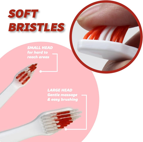 (Pack 2(Pink Pet Toothbrush for Dogs, Cats with Soft Bristles - Easy Teeth Cleaning & Dental Care, Non Slip Dual Head