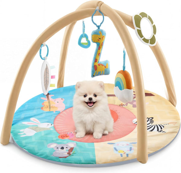 Sunnymove Puppy Play Gym, Dog Cat Activity Mat with Squeaky Toys, Interactive Sensory