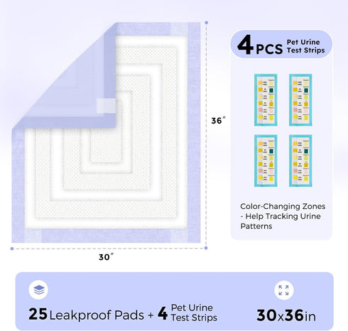 3D-Barrier 18 30"x36" 25 Counts 4 ZOMISIA Puppy Pee Pads for Dogs, Cups Absorb & Rise Puffy Gel-Wall Leak-Proof, + Pet