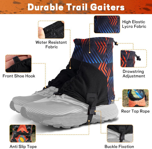 Pilipane Sandproof Leg Trail Gaiters - Running Gaiters, Waterproof Snow Boot Guard for Men Women