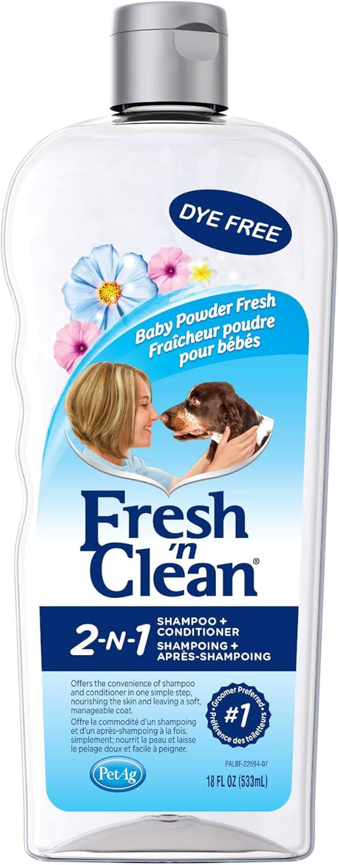 Pet-Ag Fresh ’n Clean 2-N-1 Conditioning Shampoo, Baby Powder Scent, 18 oz