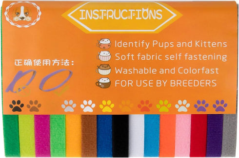 LUTER 15 Colors Puppy Collars 20x1cm - Soft Adjustable Whelping ID Collars for Newborn Dogs and Kittens
