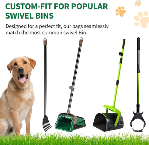KropBom 60 Count Extra Large Dog Poop Bags for A&H Swivel Bin Pooper Scooper, Pet Waste Bags with Handle for Dog Poop