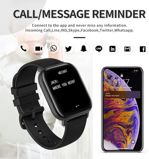 Fitness Tracker Smart Watch, Heart Rate, Blood Pressure, Blood Oxygen Monitor, Pedometer, Compatible with Android and