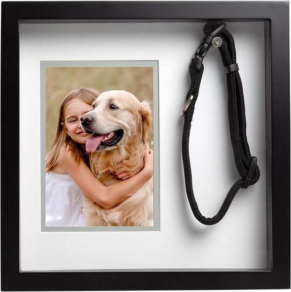 Pearhead Pet Collar Keepsake Picture Frame, Memorial Shadow Box, Wall Mountable Display for Pet Loss Remembrance,