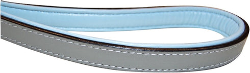 Leather Braided Dog Leash with Padded Handle, 4ft. x 1/2 Inch, Grey and Blue