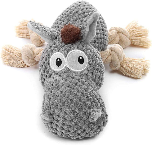 Large Dog Squeaky Toy, Stuffed Animal Plush Toy for Small, Medium, Large Dogs (Donkey, Grey)